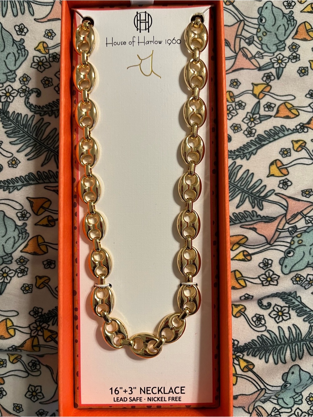 House of Harlow 1960 Polished Gold Oval Link Necklace